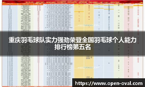 重庆羽毛球队实力强劲荣登全国羽毛球个人能力排行榜第五名